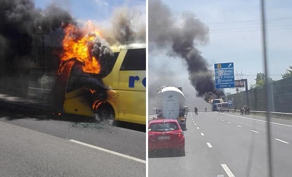 Chamas consomem autocarro da Resende na A1