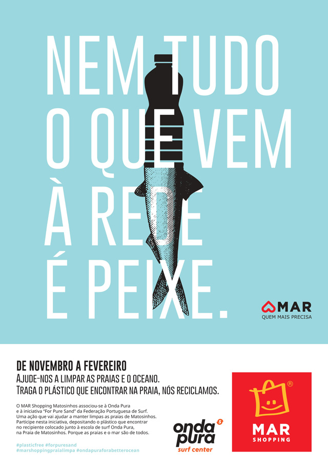 Cartaz campanha "Nem tudo o que vem a rede é peixe"